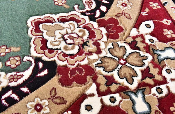 Large Flower Pattern Floor Rugs for Dining Room, Green Thick and Soft Green Rugs for Living Room, Oriental Floor Carpets under Dining Room Table-HomePaintingDecor