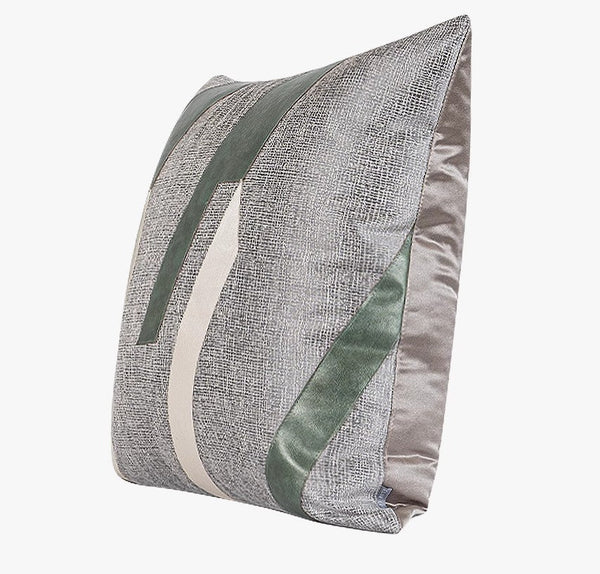 Grey Green Abstract Contemporary Throw Pillow for Living Room, Decorative Throw Pillows for Couch, Large Modern Sofa Throw Pillows-HomePaintingDecor