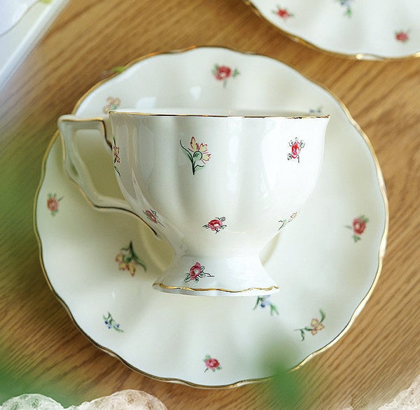 Bone China Porcelain Tea Cup Set, Beautiful British Tea Cups, Traditional English Tea Cups and Saucers, Unique Ceramic Coffee Cups-HomePaintingDecor