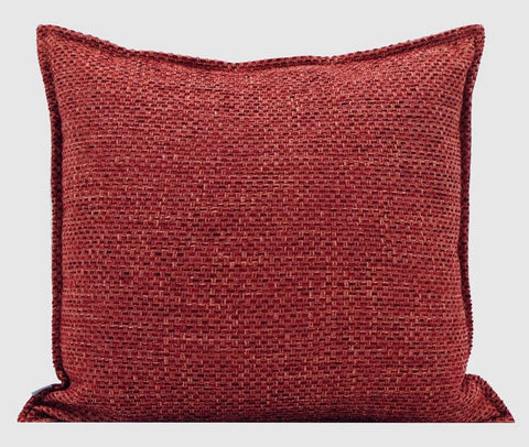 Large Square Modern Throw Pillows for Couch, Red Contemporary Modern Sofa Pillows, Simple Decorative Throw Pillows, Large Throw Pillow for Interior Design-HomePaintingDecor