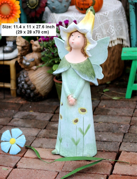 Garden Figure Sculpture Statues, Flower Fairy Statue for Garden Ornaments, Garden Decoration Ideas, Villa Courtyard Decor, Outdoor Garden Decoration-HomePaintingDecor