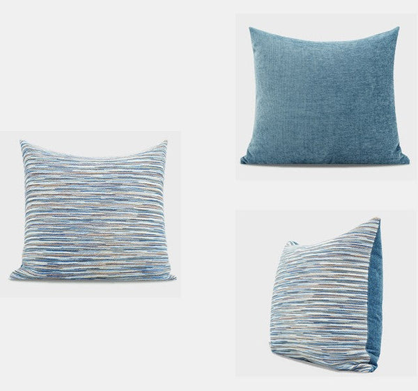 Abstract Blue Modern Sofa Pillows, Large Decorative Throw Pillows, Contemporary Square Modern Throw Pillows for Couch, Simple Throw Pillow for Interior Design-HomePaintingDecor