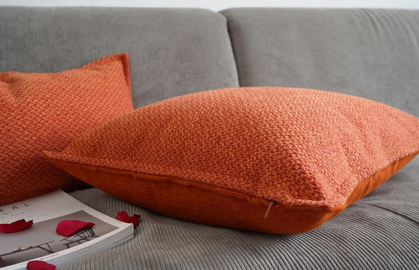 Orange Square Modern Throw Pillows for Couch, Large Contemporary Modern Sofa Pillows, Simple Decorative Throw Pillows, Large Throw Pillow for Interior Design-HomePaintingDecor