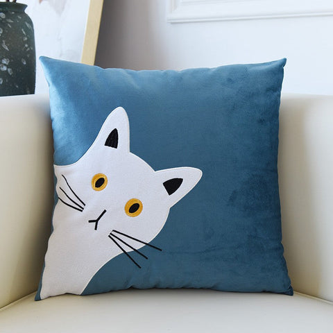 Lovely Cat Pillow Covers for Kid's Room, Modern Sofa Decorative Pillows, Cat Decorative Throw Pillows for Couch, Modern Decorative Throw Pillows-HomePaintingDecor