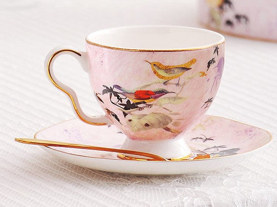 Elegant Purple Ceramic Cups, Unique Coffee Cup and Saucer in Gift Box –  Paintingforhome