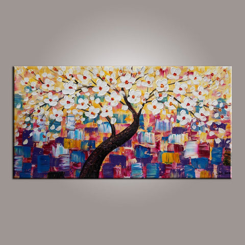 Painting on Sale, Canvas Art, Flower Tree Painting, Abstract Art Painting, Living Room Wall Art, Art on Canvas, Modern Art, Contemporary Art-HomePaintingDecor