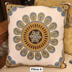Decorative Throw Pillows for Couch, Embroider Flower Cotton Pillow Covers, Cotton Flower Decorative Pillows, Farmhouse Decorative Sofa Pillows-HomePaintingDecor