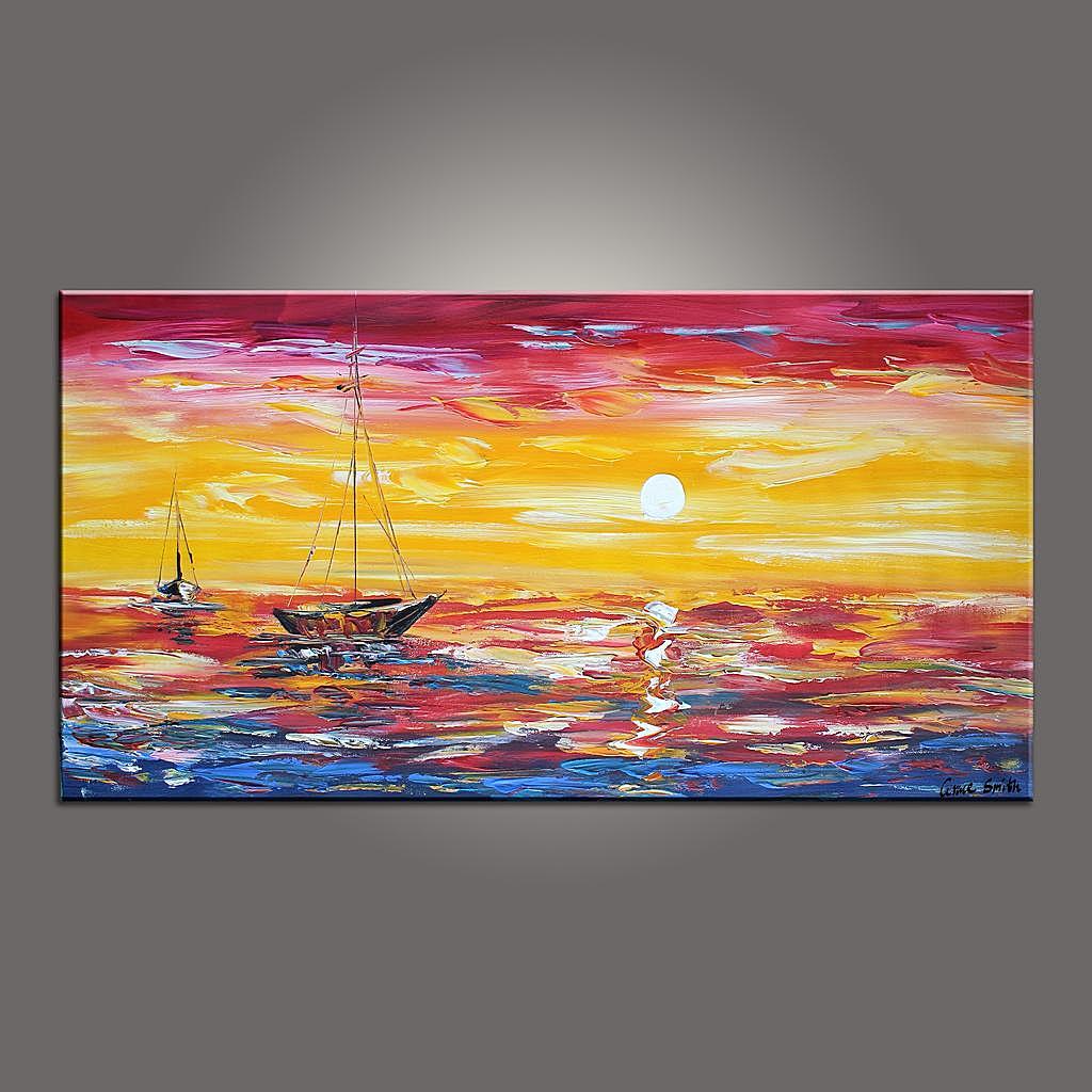 Contemporary Art, Boat Painting, Modern Art, Art Painting, Abstract Art, Abstract Art Painting, Living Room Wall Art, Canvas Art-HomePaintingDecor