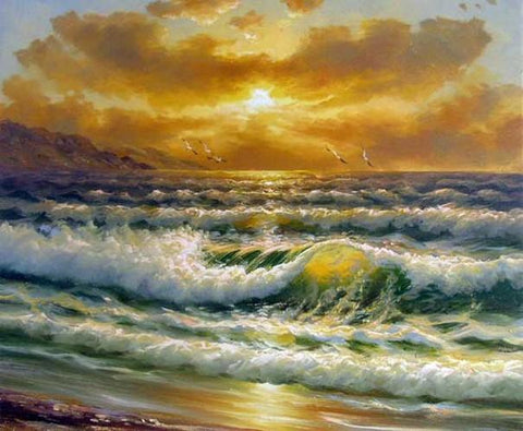 Canvas Art, Canvas Painting, pacific Ocean, Seashore Painting, Sunrise Painting, Seascape Art, Large Wall Art, Large Painting, Canvas Oil Painting, Canvas Art-HomePaintingDecor