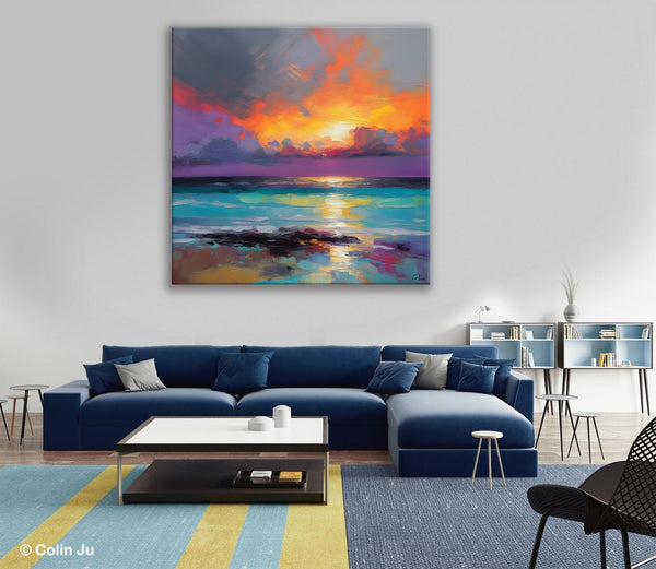 Extra Large Modern Wall Art, Landscape Canvas Paintings for Dining Room, Acrylic Painting on Canvas, Original Landscape Abstract Painting-HomePaintingDecor