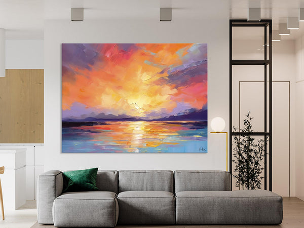 Modern Acrylic Artwork, Original Landscape Wall Art Paintings, Oversized Modern Canvas Paintings, Large Abstract Painting for Dining Room-HomePaintingDecor