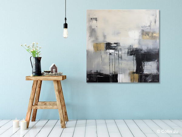 Modern Acrylic Artwork, Contemporary Canvas Artwork, Original Modern Wall Art, Black Canvas Paintings, Large Abstract Painting for Bedroom-HomePaintingDecor