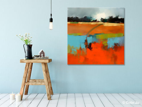 Original Abstract Wall Art, Landscape Acrylic Art, Landscape Canvas Art, Hand Painted Canvas Art, Large Abstract Painting for Living Room-HomePaintingDecor