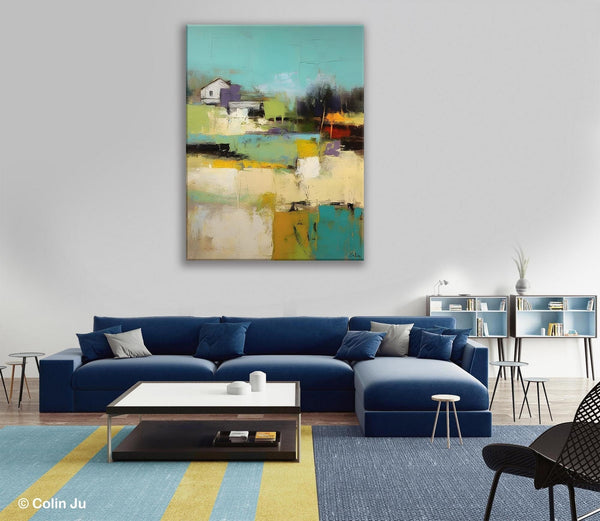 Landscape Canvas Paintings for Dining Room, Extra Large Modern Wall Art, Acrylic Painting on Canvas, Original Landscape Abstract Painting-HomePaintingDecor