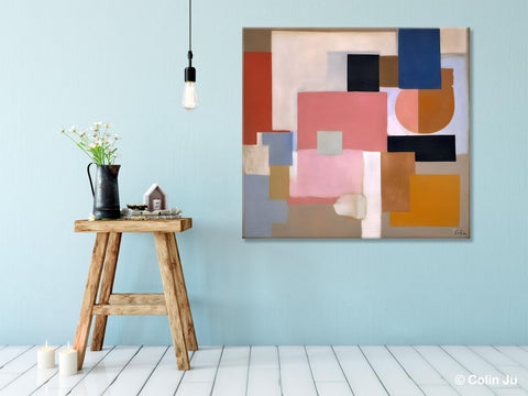 Geometric Abstract Art, Original Abstract Wall Art, Contemporary Acrylic Paintings, Hand Painted Canvas Art, Large Abstract Art for Bedroom-HomePaintingDecor