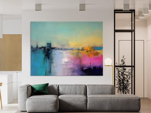 Hand Painted Original Canvas Wall Art, Abstract Landscape Paintings for Bedroom, Modern Landscape Artwork, Contemporary Acrylic Paintings-HomePaintingDecor