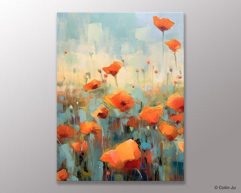 Flower Canvas Paintings, Flower Field Painting, Large Original Landscape Painting for Bedroom, Acrylic Paintings on Canvas, Hand Painted Art-HomePaintingDecor