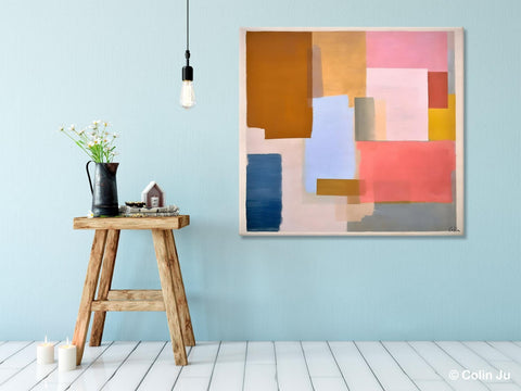 Original Abstract Art, Canvas Paintings for Sale, Large Modern Wall Art for Bedroom, Geometric Modern Acrylic Art, Contemporary Canvas Art-HomePaintingDecor