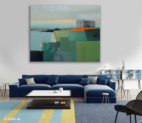 Large Original Canvas Wall Art, Contemporary Landscape Paintings, Extra Large Acrylic Painting for Dining Room, Abstract Painting on Canvas-HomePaintingDecor