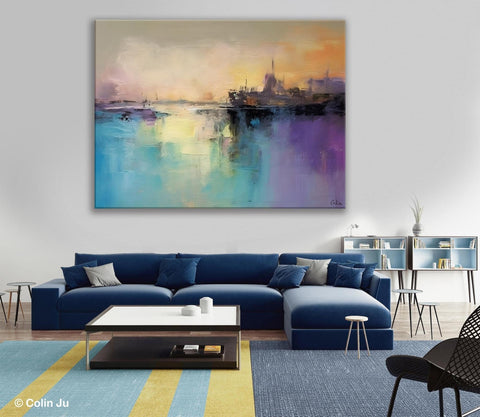 Large Paintings for Bedroom, Oversized Contemporary Wall Art Paintings, Abstract Landscape Painting on Canvas, Extra Large Original Artwork-HomePaintingDecor